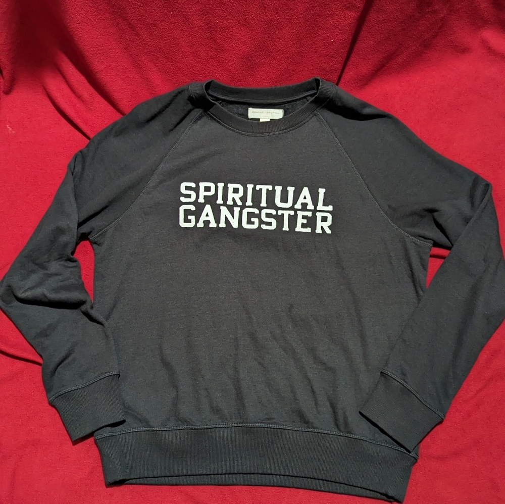 Women's Spiritual Gangster Old School Sweatshirt Pullover Black Large Like New